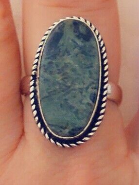 Adjustable Gemstone Statement Ring Overlay Sterling Silver Plated
